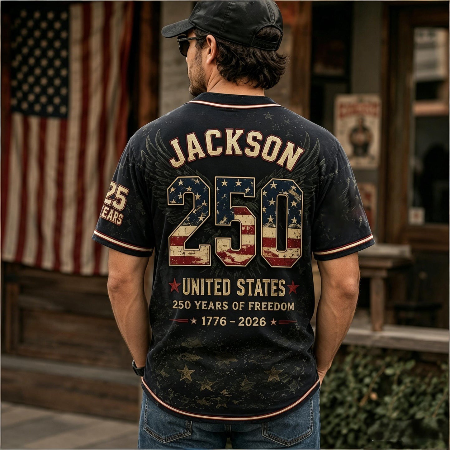 Personalized America 250th Anniversary Vintage Baseball Jersey