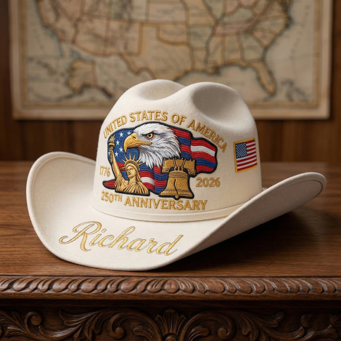 United States 250th Anniversary Personalized Cowboy Hat