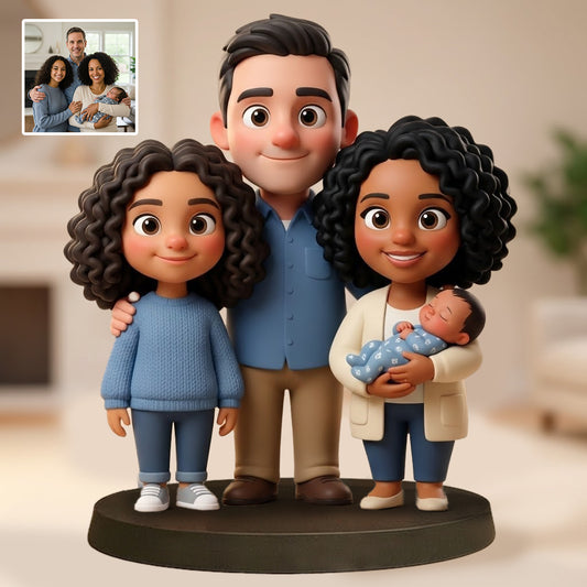 Cartoon-Style Personalized Photo Desk Decor - A Heartfelt Gift For The Whole Family