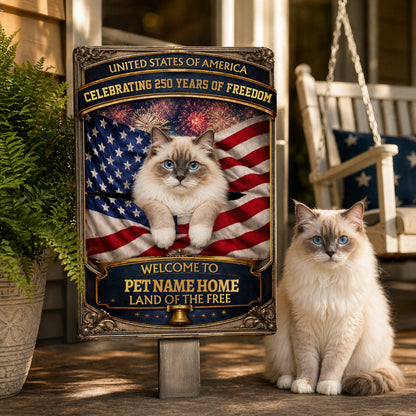 Personalized Patriotic Garden Metal Sign-Welcome to Proud American Pet Home