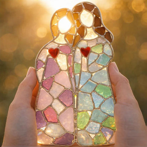 💝 Handcrafted Sea Glass Mother & Child Suncatcher – A Glowing Reminder of Love