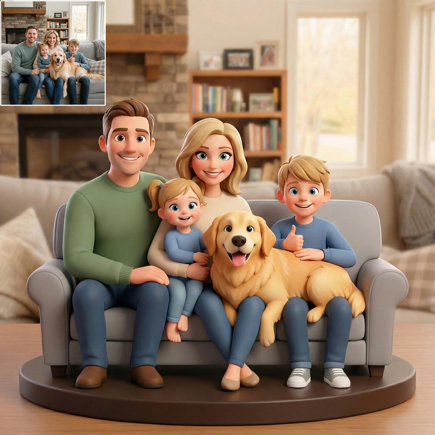 Pixar-Style Personalized Photo Desk Decor - Gift For Family, Couple, Wife, Husband, Boyfriend, Girlfriend, Pet