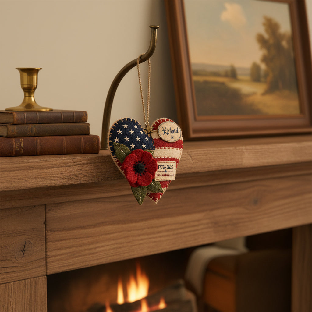 United States 250th Anniversary Personalized Heart Ornament