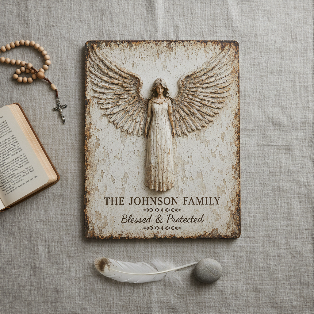 Personalized Family Guardian Angel Wall Art