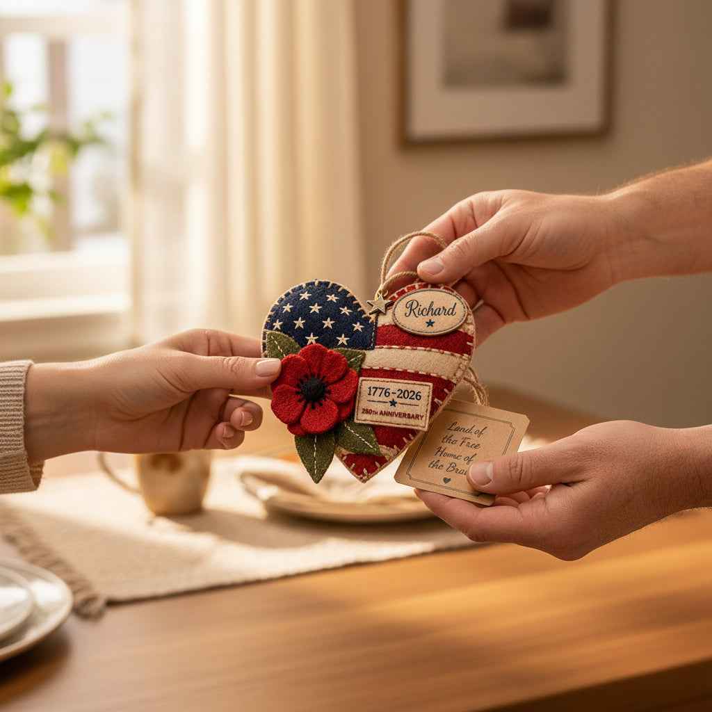 United States 250th Anniversary Personalized Heart Ornament