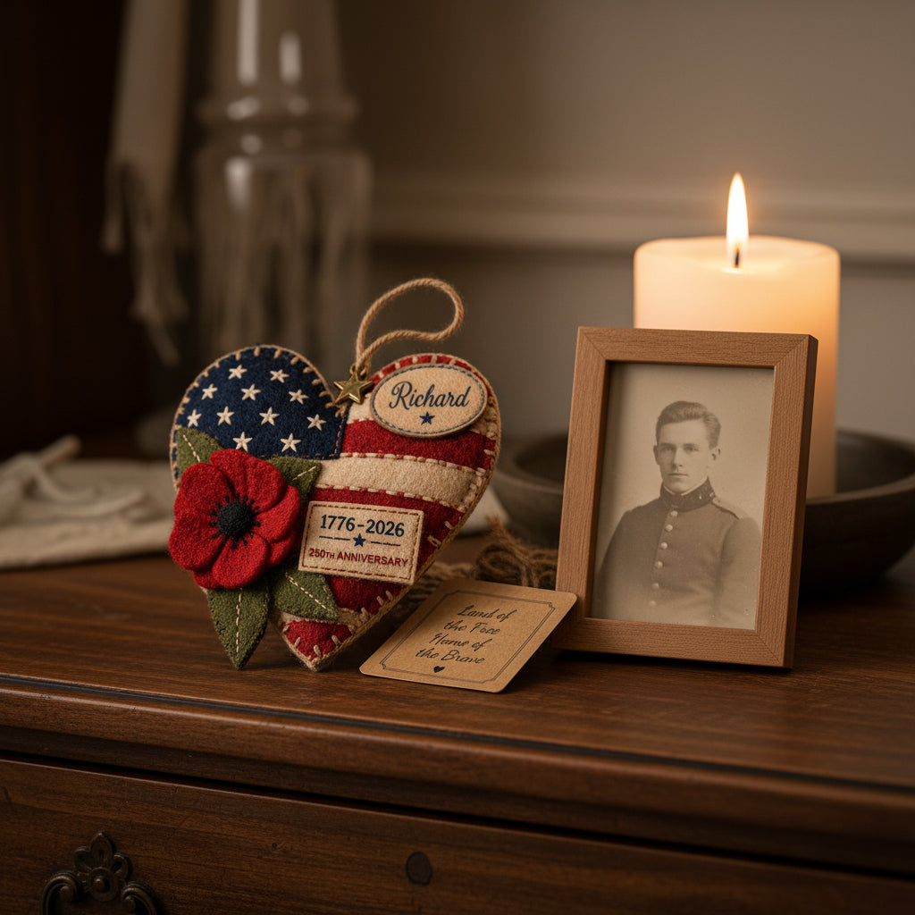 United States 250th Anniversary Personalized Heart Ornament