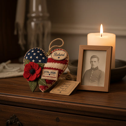 United States 250th Anniversary Personalized Heart Ornament
