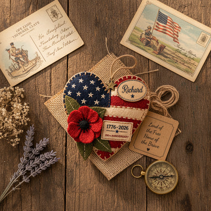 United States 250th Anniversary Personalized Heart Ornament