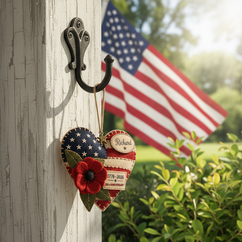 United States 250th Anniversary Personalized Heart Ornament