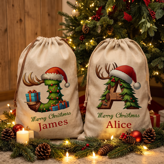 🎄 Personalized Christmas Gift Sack – A Festive Bag Made Just for Them