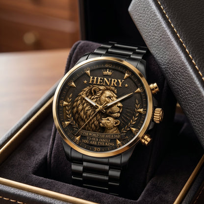 🦁 Personalized Lion King Father’s Day Watch | Customized Carving Name,Father's Day Gift,Gift For Grandpa