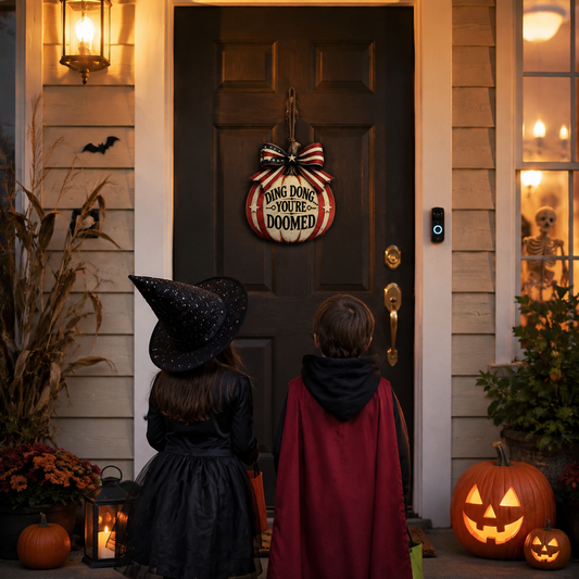 🎃😂 Ding Dong…A Spooky-Funny Heritage Door Hanger Has Arrived
