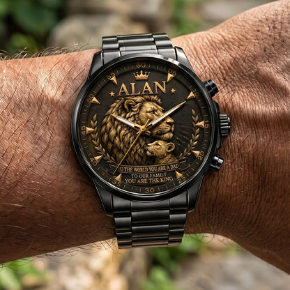 🦁 Personalized Lion King Father’s Day Watch | Customized Carving Name,Father's Day Gift,Gift For Grandpa