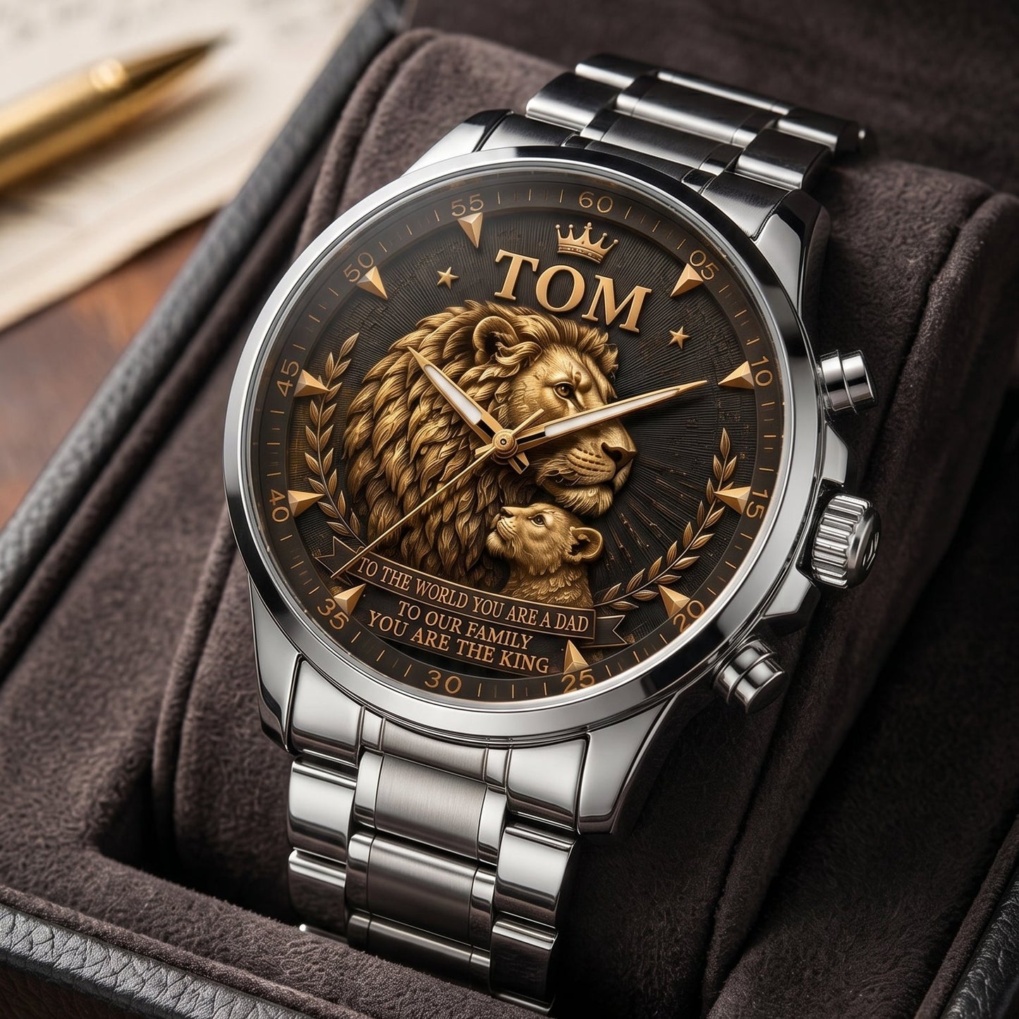 🦁 Personalized Lion King Father’s Day Watch | Customized Carving Name,Father's Day Gift,Gift For Grandpa