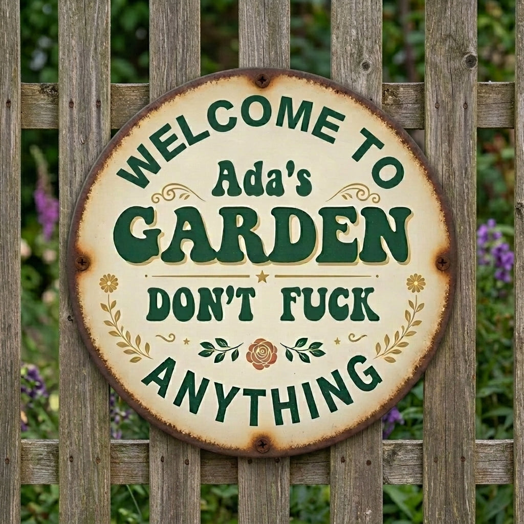 Personalized Funny Garden Metal Sign-Welcome To My Garden Don't Fuck Anything