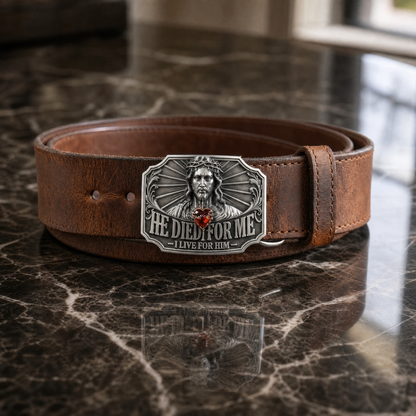 ✝️ He Died for Me Belt Buckle – Wear Your Redemption on Your Waist.