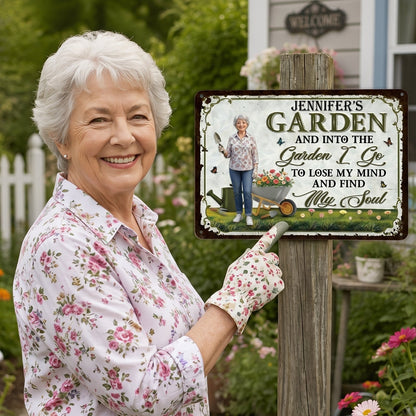 🌿 💖 Animation Style Personalized Gardening Sign - Personalized Classic Metal Signs - Best Gift For Yourself, Best Friends, Siblings, Gardening Lovers
