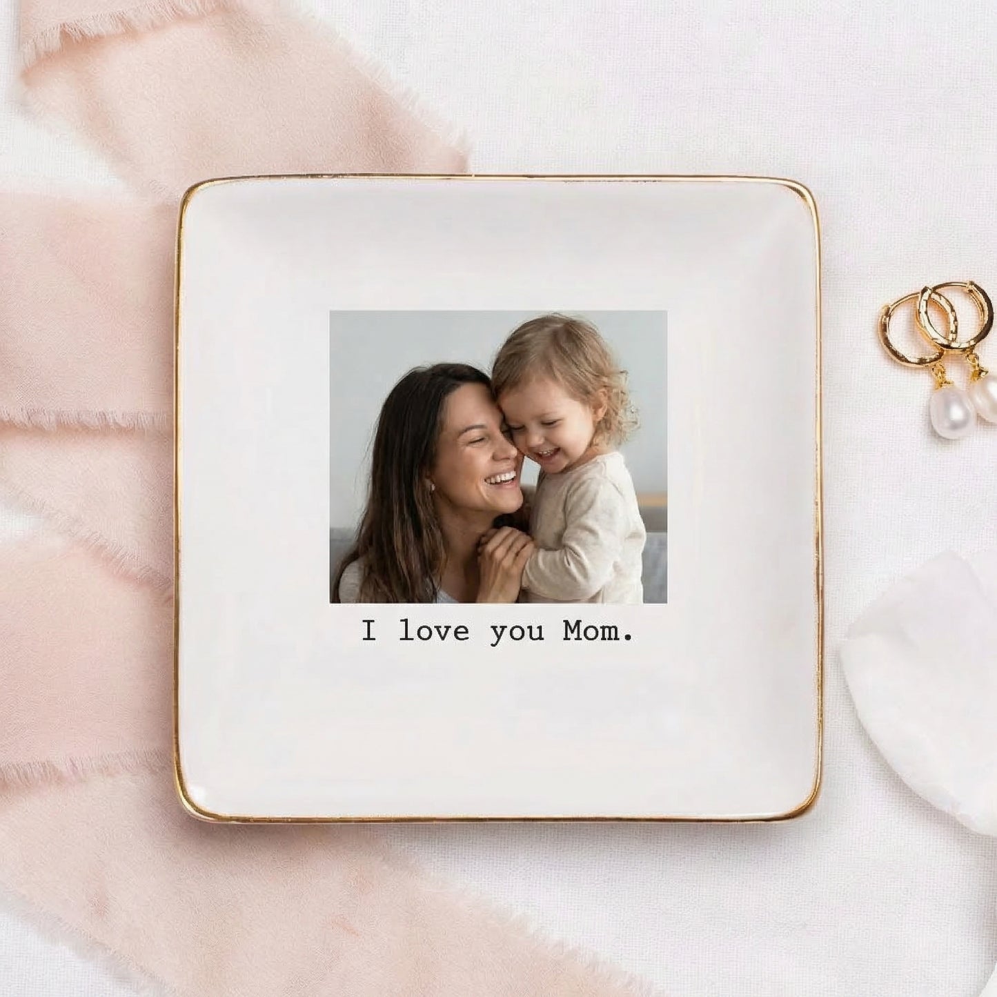 Custom Photo Trinket Tray, Photo Gifts for Mothers Day Gift, Mom Ring Dish