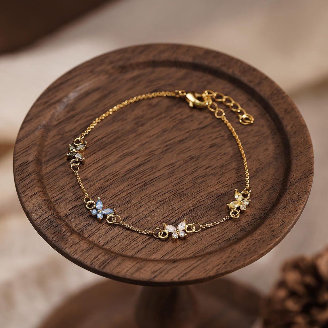 Custom Butterfly Birthstone Bracelet, Multi-Birthstone Bracelet