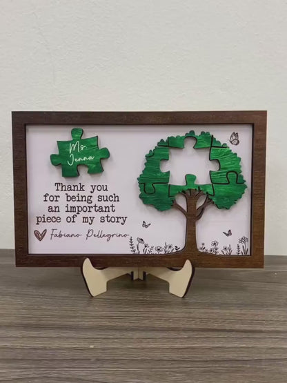 🍎Personalized Teacher Appreciation Sign – “Thank You for Being an Important Piece of My Story”