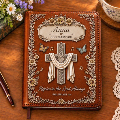 Personalized Faith Over Fear Journal – Custom Name Scripture Notebook